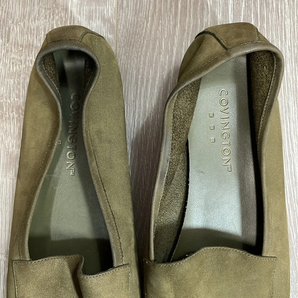 Covington Leather Suede Olive Green Slip On Loafers 9 - Picture 5 of 16